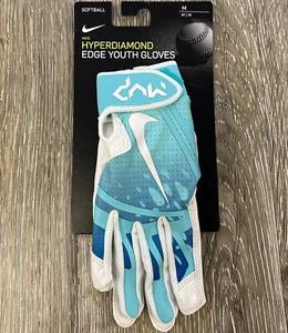 New Nike HyperDiamond Edge Blue Batting Gloves Youth Size M - Picture 1 of 4