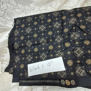Andover Fabrics Cotton Fabric Circles Geometric Black Tan 1/2 Yard - Picture 1 of 3