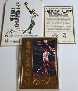1996 Upper Deck Michael Jordan 22K GOLD CARD /10000 4th NBA Championship - Rare - Picture 1 of 5