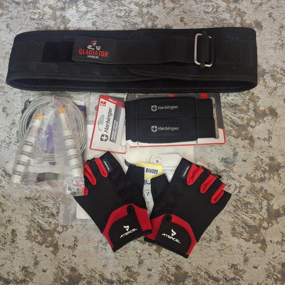 Harbinger Correas de Levantamiento Guantes Atercel Cinturón Gladiador Gimnasio Fitness Paquete Lote Foto 1 de 4