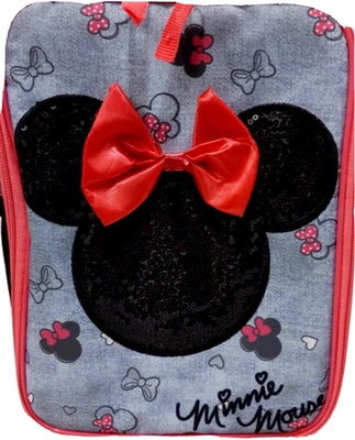 Bolso de Lonchera Disney Minnie Mouse Lentejuelas Rojo Lazo Aislado Rojo y Azul Marino NUEVO Foto 1 de 4