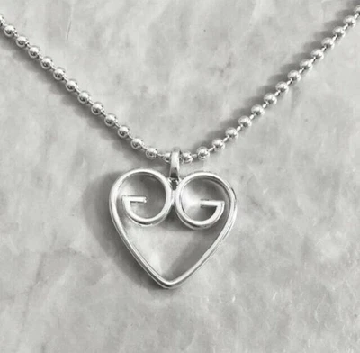 GUCCI Collana Ciondolo Cuore Aperto Argento 925 Accessorio Donna Autentico - Immagine 1 di 4