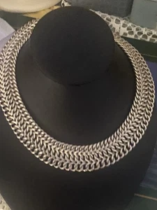 MEXICO Wide Sterling Silver 925 Choker Necklace 181g Heavy. - Picture 1 of 11