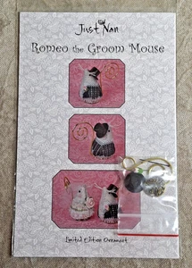 Just Nan ROMEO THE GROOM MOUSE, Counted Cross Stitch Chart & Embellishments, PG - Picture 1 of 3