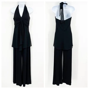 WHBM Y2K Black Halter Chiffon Jumpsuit Size 0 HOCO Whimsygoth Witchy Fairy - Picture 1 of 6