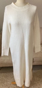 RAINBOW Stylisches Damen Strick Kleid Gr 36/38 Weiß Gerippt Langarm Rolli - Bild 1 von 12
