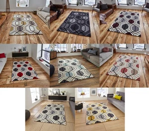 Hong Kong Hexagon Rug 100% Acrylic Hand Tufted Large Geometric Home Decor Mat - Picture 1 of 25