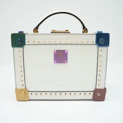 Authentic MCM Berlin Box Bag White Visetos Canvas Multicolored Corners - Image 1 of 4