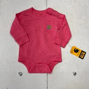 Carhartt Pink Long Sleeve Pocket Bodysuit Girls Size 6 Months NEW - Picture 1 of 7