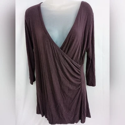 DREAMSACKS bamboo christmas Elegant Deep V-Neck Purple Wrap Dress size Large - Image 1 of 4