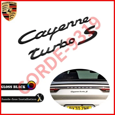 Insignia trasera negra brillante Porsche Cayenne Turbo S letras emblema cubierta tapa OEM Foto 1 de 4