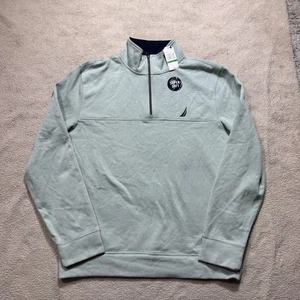 Nautica Pullover Sweater Mens Large Jade Frost Green Half Zip Super Soft Stains - Picture 1 of 16