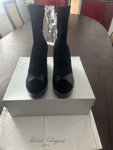 Robert Clergerie Paris Botas Calcetín Cuero Gamuza Elástico Talla FR 41.5 US 10 - Imagen 1 de 8