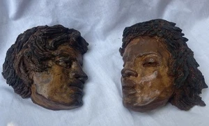 Awesome Pair Of Side Facing Sculpture Faces - Picture 1 of 8