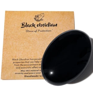 2.4" Large Black Obsidian Crystal Stone Polished Palm Stone Healing Crystals ... - Picture 1 of 6