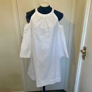 Vestido Ted Baker Para Mujer Reino Unido S Blanco Corte Hombro Algodón Vestido 99 Totalmente Nuevo - Imagen 1 de 23