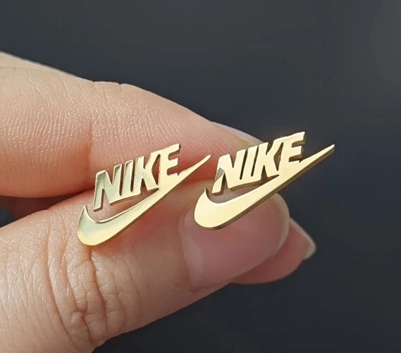 Nike Swoosh Gold Stainless Steel Earrings — Butterfly Back - Image 1 of 1