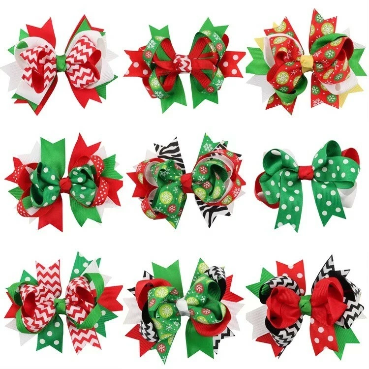 GIRL*GLAMOUR Christmas Hair Bow Bobbles Hairband Jumper Headband Band Santa Snowman Letter