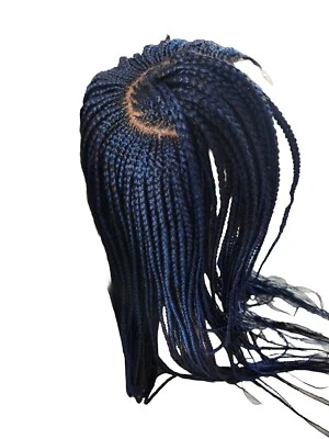 Peruca trançada para mulheres negras, tranças Cornrow, cabelo humano, sintética, frente de renda - Imagem 1 de 4