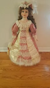 Porzellan viktorianische Dame Puppe langes Kleid 30".....Top Zustand - Bild 1 von 2