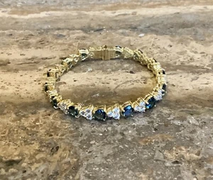 "JUDITH RIPKA"" 14K VERKLEIDET LONDON BLAU TOPAS HERZFÖRMIGES & *DIAMONIQUE ARMBAND" - Bild 1 von 12