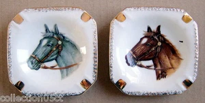 LOT OF 2 VINTAGE ASHTRAYS WHIT HORSES - Imagen 1 de 6