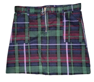Children's Place Girls Size 12 Plaid Twill Zip skirt NWT Green Blue Holiday - Picture 1 of 5