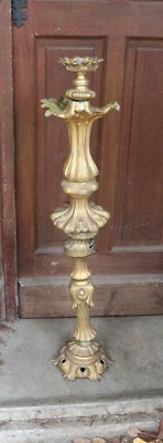 ancien pique cierge en plomb ou regule ? 85cm - Photo 1/4