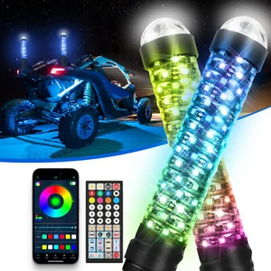 2pcs Fat Whips LED Whip Spiral RGB Whip Lights 1FT For Can Am Maverick R UTV ATV - Picture 1 of 17