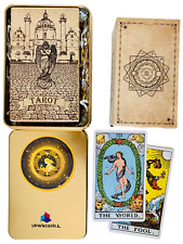 Vintage Classic Tarot With Guidebook Beginners Standard Size78-Cards Metal Box