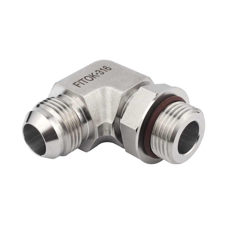 FITOK 316SS Positionable Elbow 3/4 in Male JIC× 1 1/16-12 SAE/MS Straight Thread - Image 1 of 1
