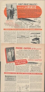 1947-48 CREEK CHUB BAIT CO. Vintage WWII Era Print Ads-- PIKIE- CREEK DARTER- - Picture 1 of 2