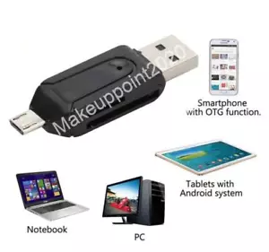 Memory Card Reader Micro USB OTG to USB 2.0 Adapter USB 2.0 SD/Micro SD Card UK# - Picture 1 of 4