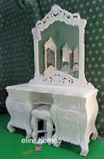 UK Stock ~ Solid White oriental French Mahogany Rococo Dresser, mirror, stool
