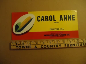 Carol Anne brand Corn Producers and Packers Coachella CA fruit box label - Picture 1 of 1