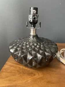 Diamond Pattern Table Lamp, Black 9.5” high, Dragon Egg Style - Picture 1 of 5