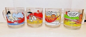 McDonalds 1978 Garfield Odie Glass Coffee Mugs Anchor Hocking Jim Davis 4 pc set - Picture 1 of 8