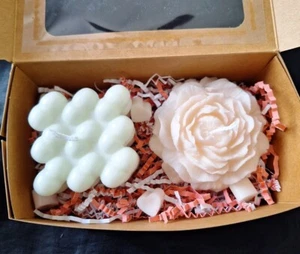 White Candle Gift Set, Heart Bubble Candle, Peony Candle, Mother's Day Gift - Picture 1 of 4