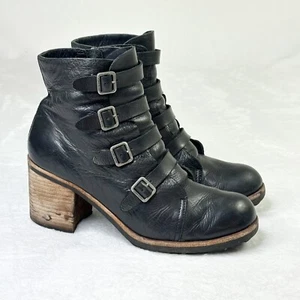 Kork-Ease Damen-Stiefeletten 10 schwarz Leder Dee mehrere Schnallenriemen Blockabsatz - Bild 1 von 13