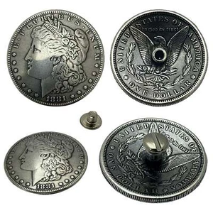 4 Pack Morgan Silver Dollar Screw Back Conchos - 1 1/2" - Picture 1 of 6