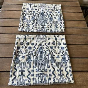 PAIR of Blue Taupe Ikat Pillow Covers with Hidden Zipper Unbranded - Picture 1 of 3