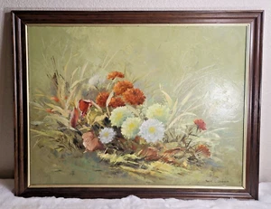 Vtg Robert E Dziubaniuk Original Signed Oil Painting on Board Still Life Flowers - Picture 1 of 7