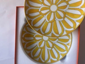 Hermes Soleil d’Hermes Dessert Plate Dish 2 set W/BOX - Picture 1 of 3