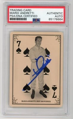 MARIO ANDRETTI Signed 2013 Panini Golden Age Playing Card #7s - Formula 1 - PSA - Image 1 of 2