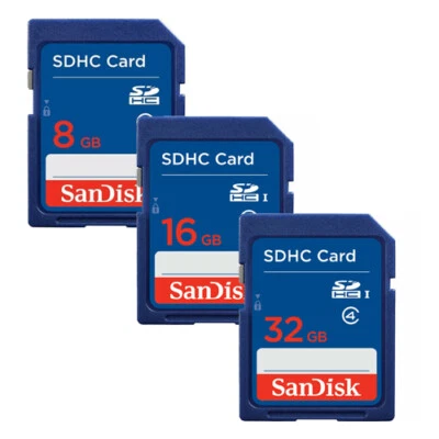 SanDisk 64GB 32GB 16GB 8GB SD SDHC HD Video Flash Memory Card Class 4 For Camera - Image 1 of 2