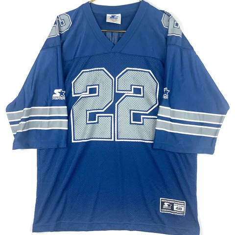 Vintage Dallas Cowboys Emmitt Smith Starter Jersey Size Large Blue Nfl Cover