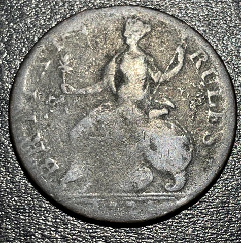 1771 UK United Kingdom Evasion Gregory III Pon Britain Rules Half Penny Coin Cover