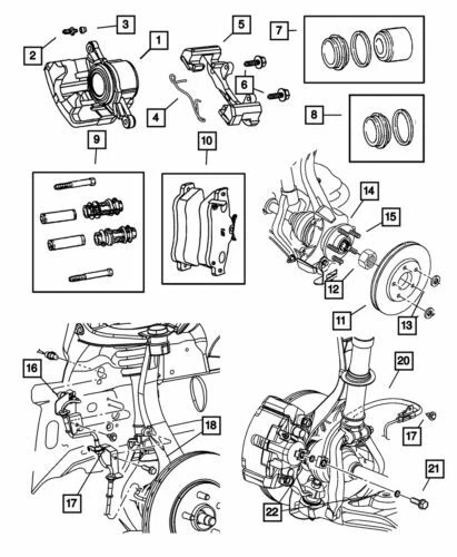 Genuine Mopar 2002-2004 Chrysler Sebring Front Disc Brake Pad Kit V1018942 - Image 1 of 1