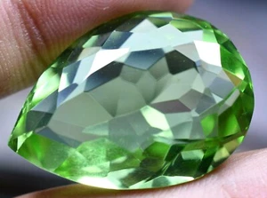 Lab Created Green Peridot 48.55 Ct GGL Certified Pear Cut TOP QUALITY Gemstone - Picture 1 of 8