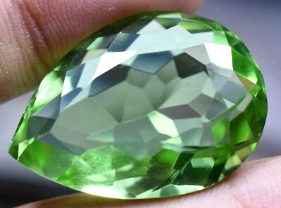 Lab Created Green Peridot 48.55 Ct GGL Certified Pear Cut TOP QUALITY Gemstone - Image 1 of 4
